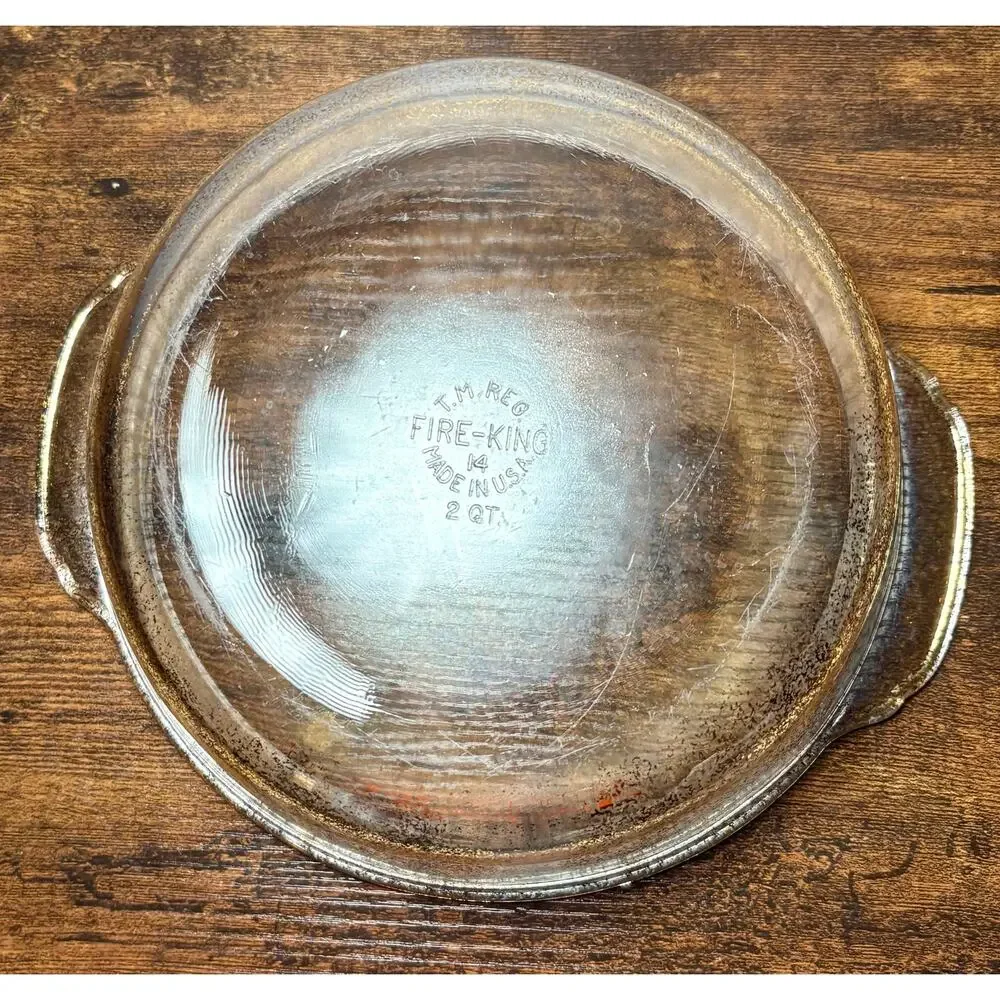 Vintage Fire King Clear Gold Speckled 2Qt Casserole Dish Made in USA